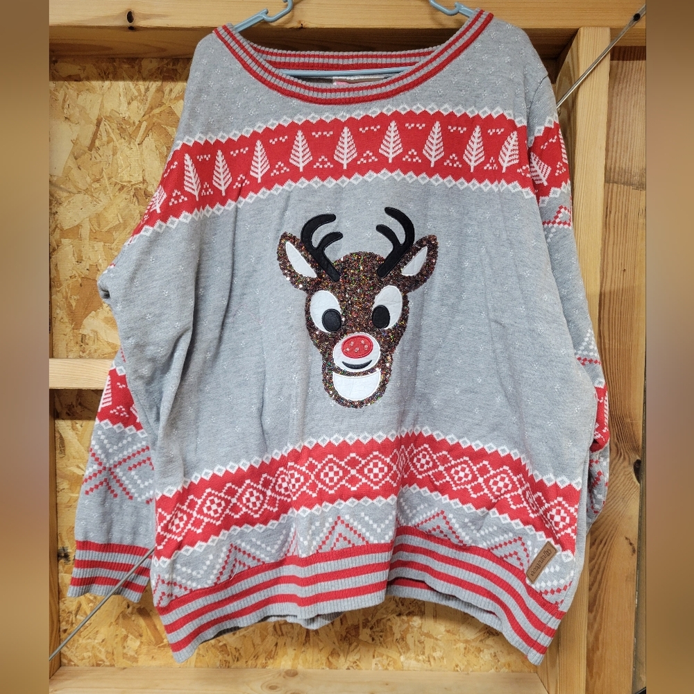 Tipsy Elves‎ X Rudolph NWT Sequin Rudolph Light Up Nose Womans Sweater Size 3XL